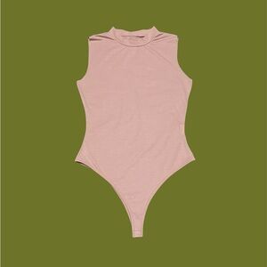 Blush pink women’s mock neck bodysuit tank size S